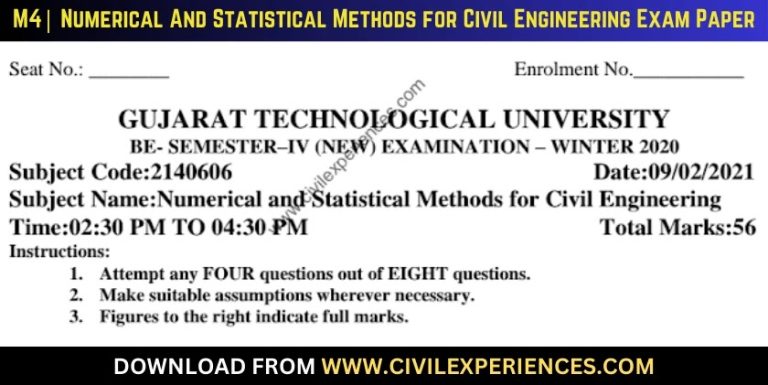Gtu Numerical And Statistical Methods For Civil Engineering 9 February 2021 2140606