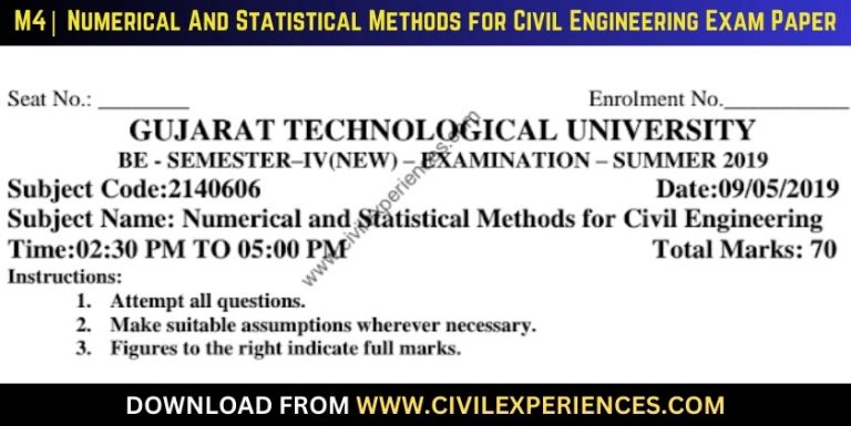 Gtu Numerical And Statistical Methods For Civil Engineering 9 May 2019 2140606