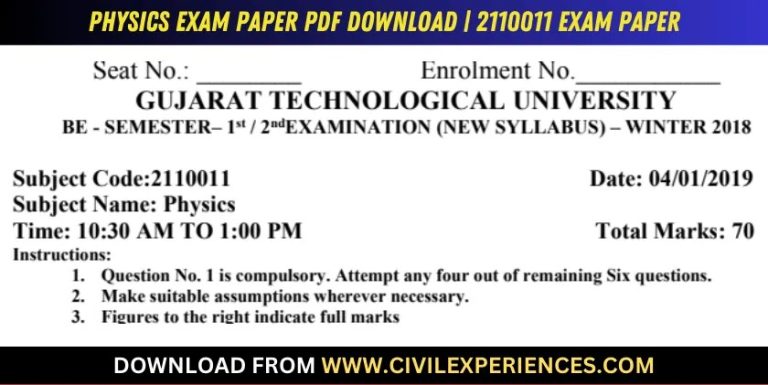Gtu Physics 4 January 2019 2110011