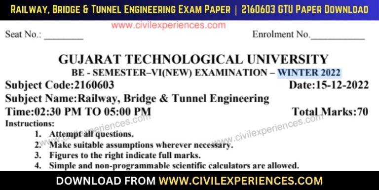 Gtu Railway, Bridge &Amp; Tunnel Engineering 15 December 2022 2160603