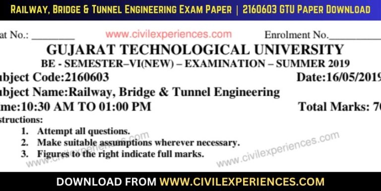 Gtu Railway, Bridge &Amp; Tunnel Engineering 16 May 2019 2160603
