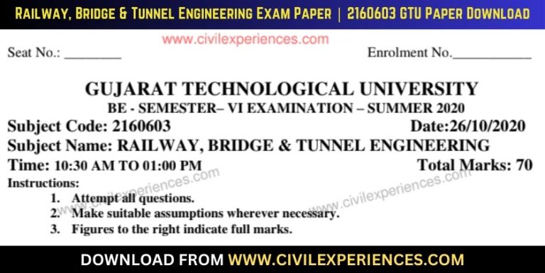 Gtu Railway, Bridge &Amp; Tunnel Engineering 26 October 2020 2160603