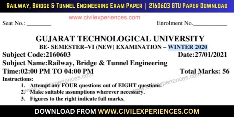 Gtu Railway, Bridge &Amp; Tunnel Engineering 27 January 2021 2160603