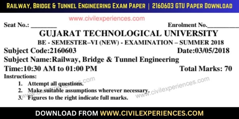 Gtu Railway, Bridge &Amp; Tunnel Engineering 3 May 2018 2160603