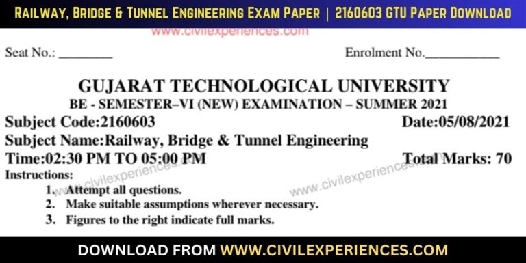 Gtu Railway, Bridge &Amp; Tunnel Engineering 5 August 2021 2160603