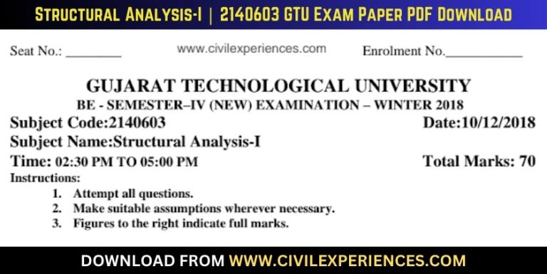 Gtu Structural Analysis-I 10 December 2018 2140603