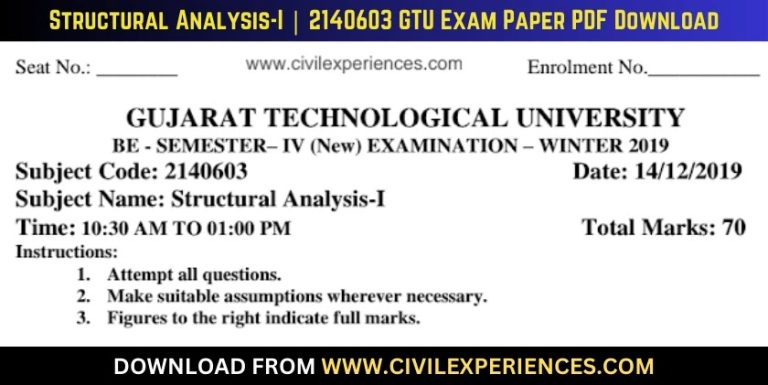 Gtu Structural Analysis-I 14 December 2019 2140603