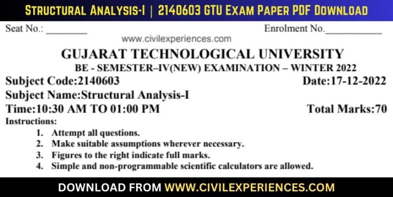 Gtu Structural Analysis-I 17 December 2022 2140603