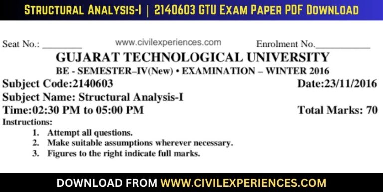 Gtu Structural Analysis-I 23 November 2016 2140603