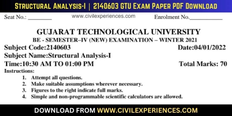 Gtu Structural Analysis-I 4 January 2022 2140603