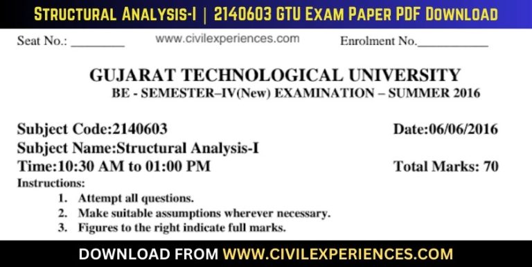 Gtu Structural Analysis-I 6 June 2016 2140603