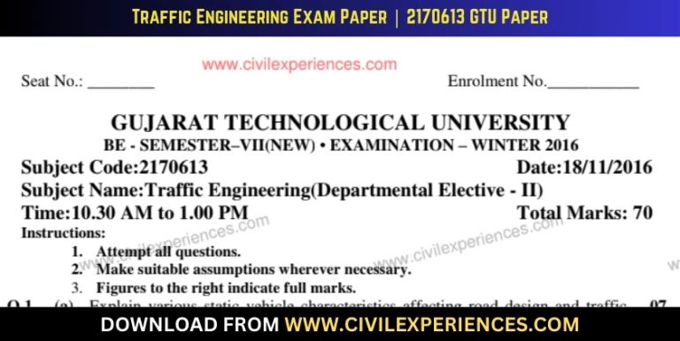 Gtu Traffic Engineering 18 November 2016 2170613