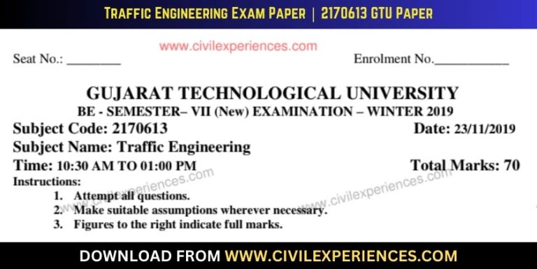 Gtu Traffic Engineering 23 November 2019 2170613