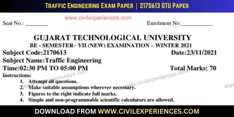 Gtu Traffic Engineering 23 November 2021 2170613