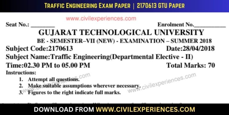 Gtu Traffic Engineering 28 April 2018 2170613