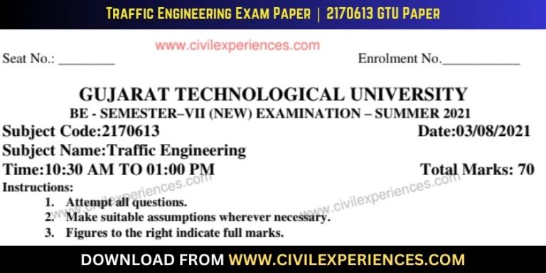 Gtu Traffic Engineering 3 August 2021 2170613
