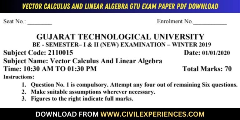 Gtu Vector Calculus And Linear Algebra 1 January 2020 2110015