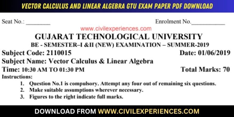 Gtu Vector Calculus And Linear Algebra 1 June 2019 2110015