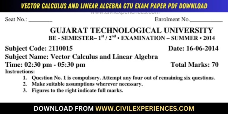 Gtu Vector Calculus And Linear Algebra 16 June 2014 2110015