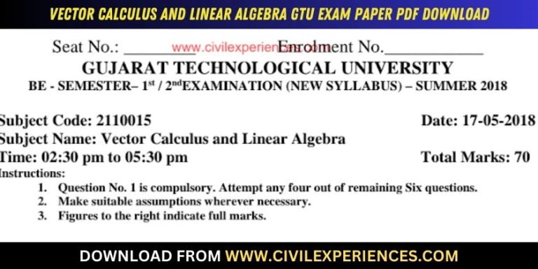 Gtu Vector Calculus And Linear Algebra 17 May 2018 2110015