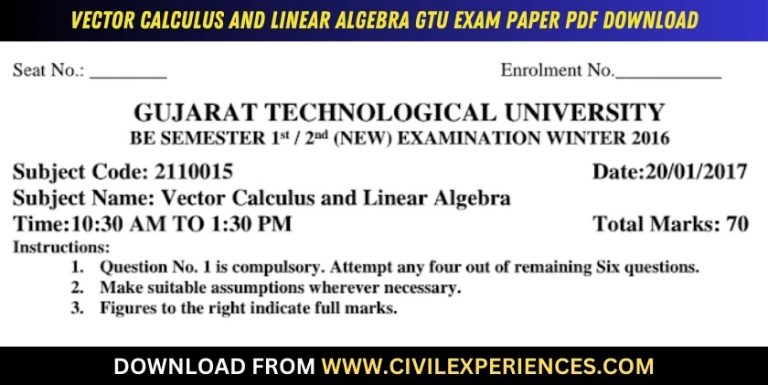 Gtu Vector Calculus And Linear Algebra 20 January 2017 2110015