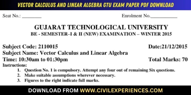 Gtu Vector Calculus And Linear Algebra 21 December 2015 2110015