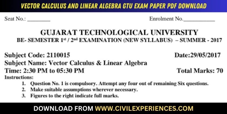 Gtu Vector Calculus And Linear Algebra 29 May 2017 2110015