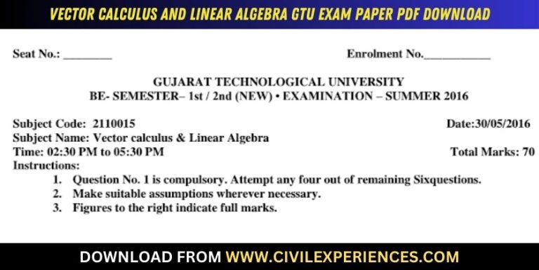 Gtu Vector Calculus And Linear Algebra 30 May 2016 2110015