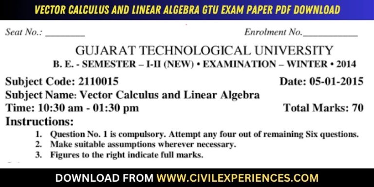 Gtu Vector Calculus And Linear Algebra 5 January 2015 2110015