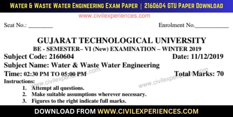 Gtu Water &Amp; Waste Water Engineering 11 December 2019 2160604