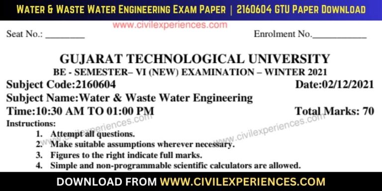 Gtu Water &Amp; Waste Water Engineering 2 December 2021 2160604