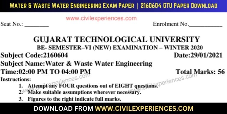 Gtu Water &Amp; Waste Water Engineering 29 January 2021 2160604