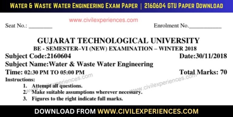Gtu Water &Amp; Waste Water Engineering 30 November 2018 2160604