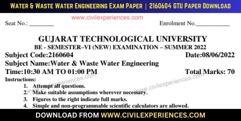 Gtu Water &Amp; Waste Water Engineering 8 June 2022 2160604